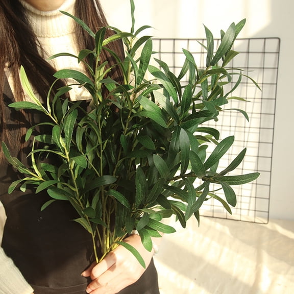 Travelwant 5Stems Artificial Plants Greenery Olive Branches Stems Fake Plants Green Leaves Fruits Branch Leaves for Home Office ndoor Outside DIY-Wreath Decor