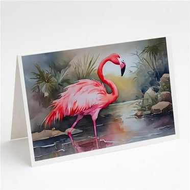 Flamingo Greeting Cards Pack of 8 7 in x 5 in