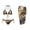 Black Gold Marble, variant on Women’s Bikini Sets 3 Pieces Lemon Swimsuit for Women V Neck Cut Out Bathing Suit with Sheer Tie Wrap Skirts Summer Beach Clothes 2025