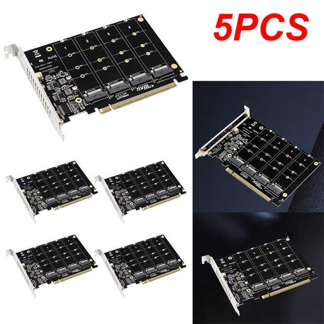 Likrtyny Convertidor Disco Duro 4 Puertos M.2 NVME SSD A PCIE X16 Compatible Con 2230/2242/2260/2280