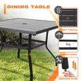 thumbnail image 5 of Nuu Garden 5-Piece Outdoor Dining Set, Square Iron Umbrella Dining Table and 4 C-spring Motion Textilene Chairs, Black and Brown Color, 5 of 9