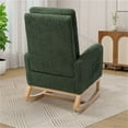 thumbnail image 4 of Nursery Rocking Chair, 25.4"W Upholstered High Back Accent Lounge Armchair with Retractable Footrest and Side Pocket, Comfy Rocker Glider Chair with Rubber Wood Legs for Living Room, Green, 4 of 7