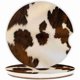 thumbnail image 1 of wonima02 Absorbent Car Coasters 2 Pack for Women/Men,Cow Hide Car Coaster for Drinks,Ceramic Stone Car Cup Holder with A Finger Notch,Farm Animal Brown Cowhide Skin Print Cow, 1 of 1