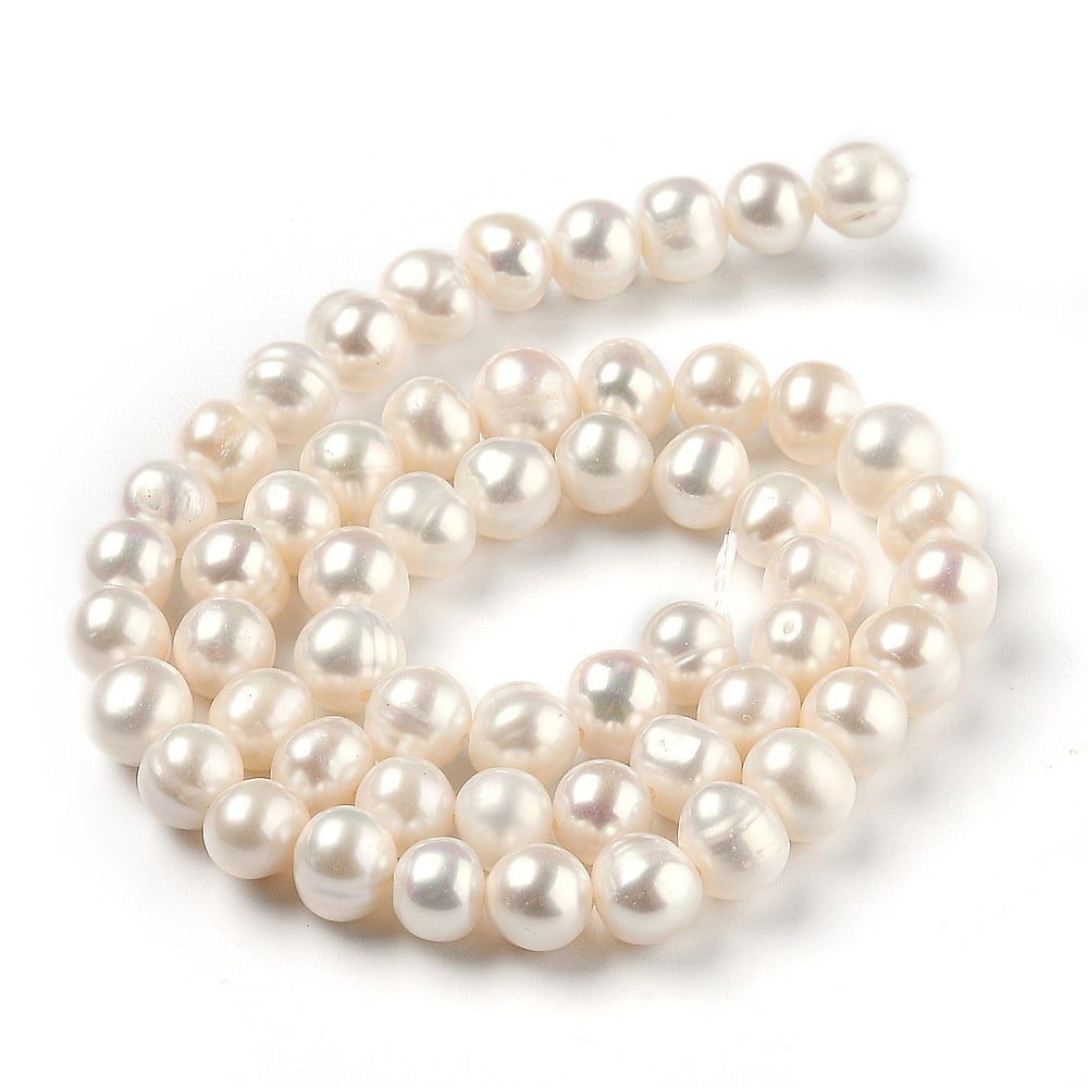 Natural Cultured Freshwater Pearl Beads Strands Round Bisque 6~7x6~8mm Hole: 0.6mm 53~55pcs/strand 13.98 inch(35.5cm)