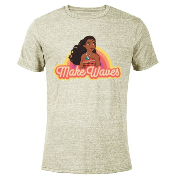 Disney Princess Moana Make Waves Rainbow - Short Sleeve Blended T-Shirt for Adults - Customized-Yellow
