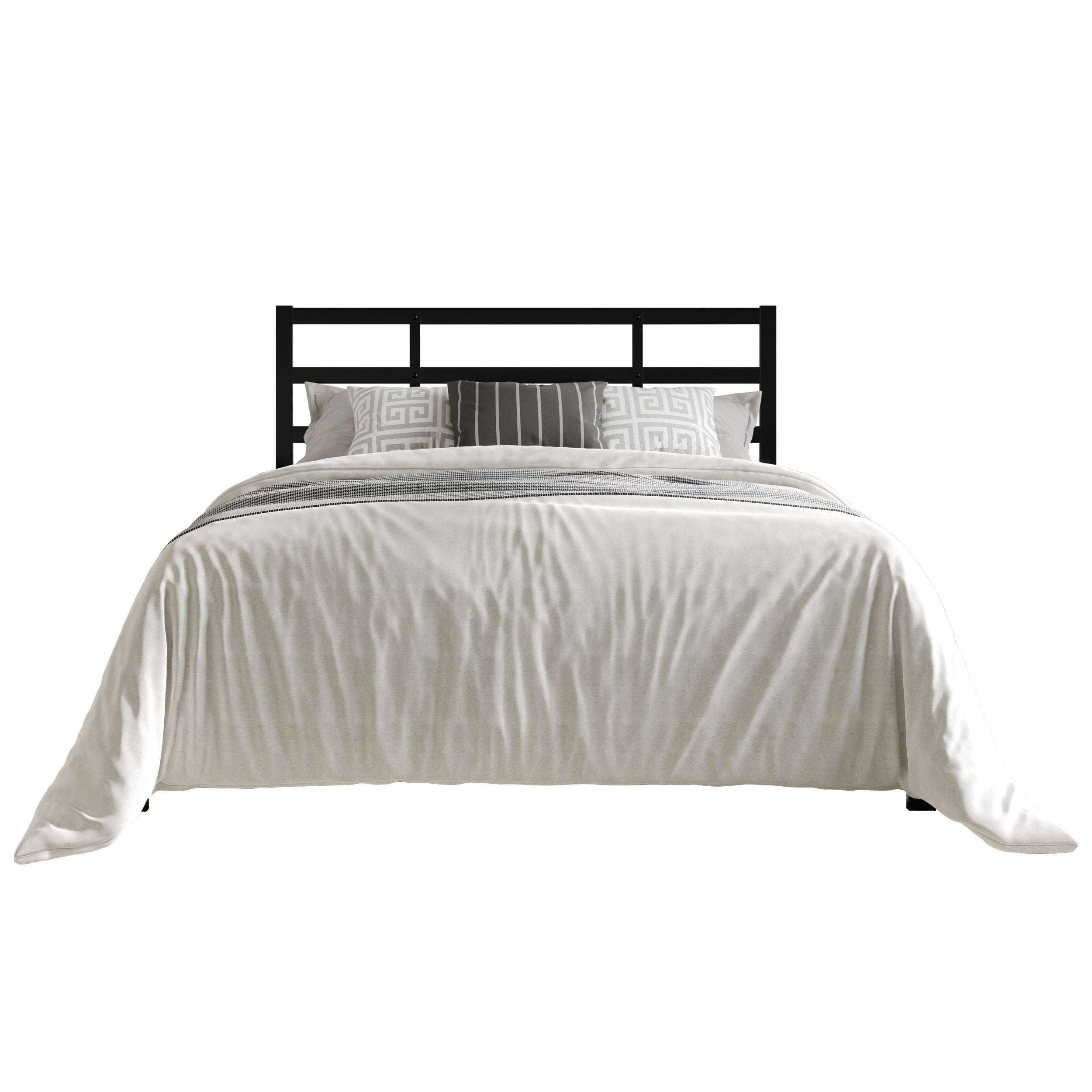 Home Design Sumter Queen Metal Bed Frame with Under-Bed Storage, Sturdy Slats, Black, Easy Assembly, Adult