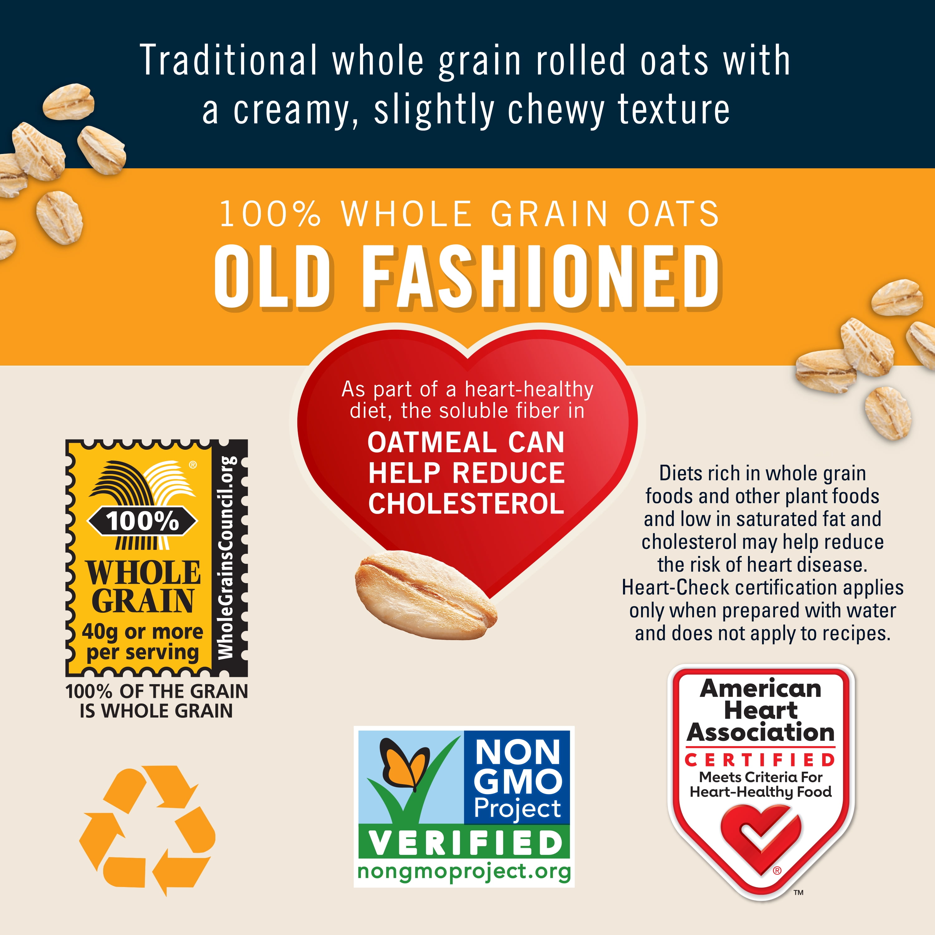 (12 pack) Quaker Old Fashioned Instant Whole Grain Oatmeal, 42 oz Canister Dry Oats
