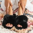 thumbnail image 7 of Ecetana Women's Fuzzy Slippers Cross Band Memory Foam House Shoes Open Toe, 7 of 7