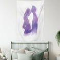 thumbnail image 4 of Kissing Tapestry, Watercolor Painted Husband Caressing His Pregnant Wife Shadowed Silhouettes, Wall Hanging for Bedroom Living Room Dorm Decor, 40W X 60L Inches, Lavender and White, by Ambesonne, 4 of 5