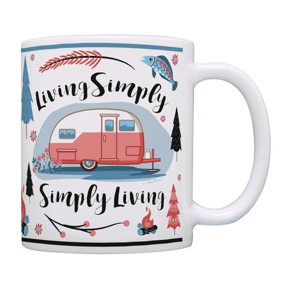 ThisWear RV Gifts for Women Living Simply Simply Living Camp Mug RV Coffee Mug Camping Present RV Novelty Gifts Retirement Gifts Coffee Mug