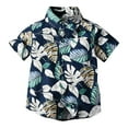 thumbnail image 4 of Uuwenda Summer Tops For Toddler Girls Boys Kids Boy Hawaiiss Casual Clothes Short Sleeve Floral Button Down T Shirt Beach Shirt Tops Black 8-9 Years, 4 of 4