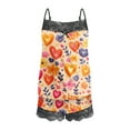 thumbnail image 5 of Puntoco Conjunto de pijama cómodo para mujer, camiseta sin mangas con tirantes de encaje sexy para el día de San Valentín, conjunto de pijama informal con pantalones cortos, 5 of 5