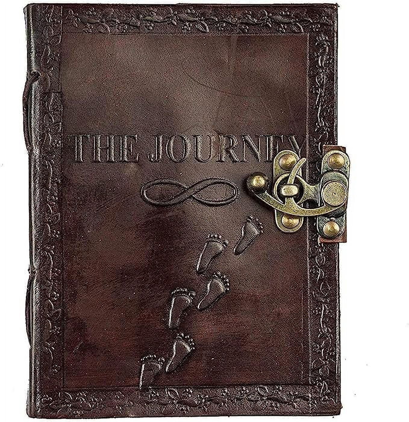 OVERDOSE The Journey Vintage Leather Journal | 240 Pages of Antique Handmade Un Paper, Leather Sketchbook, Drawing Journal, Great Gift for Men and Women (5" x 7" inch, 12.7 x 17.78 cm)