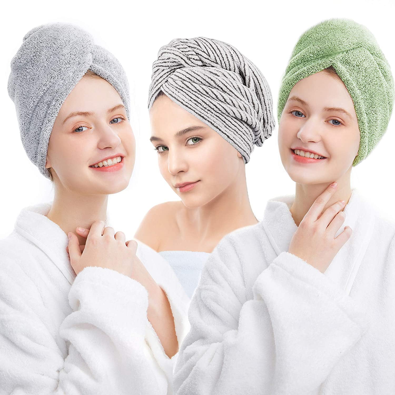 5 PK Microfiber Hair Towel Wrap for Women Quick Absorbent Bath Turban Anti Frizz