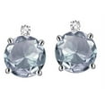thumbnail image 2 of Star K� Round 7mm Genuine Aquamarine Stud Earrings with Accent Stone on Top, 2 of 9