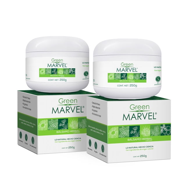 Green Marvel Bálsamo Herbal Corporal. Ingredientes de origen 100% natural. Sensación fresca y relajante. 2 tarros 250 g Green Marvel Green Marvel 2 pack