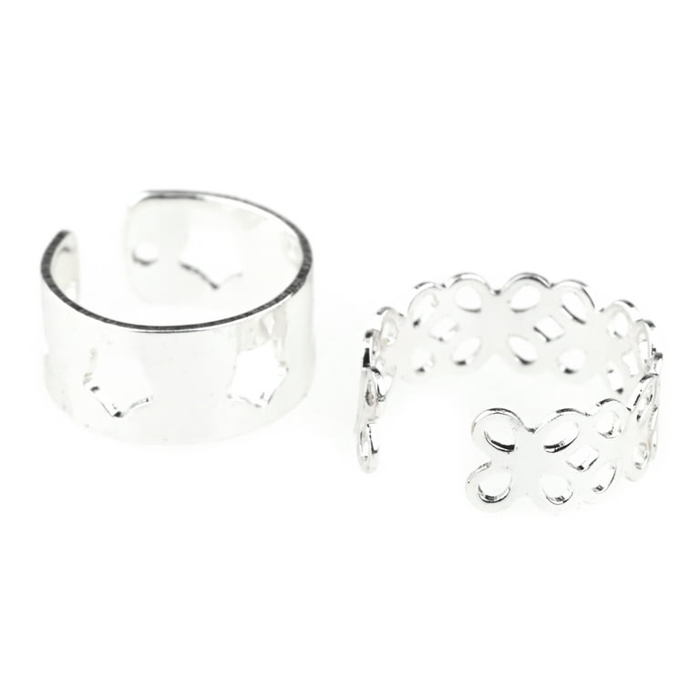 Claire s Tween Girls Silver Holiday Ring Set Flower Star and