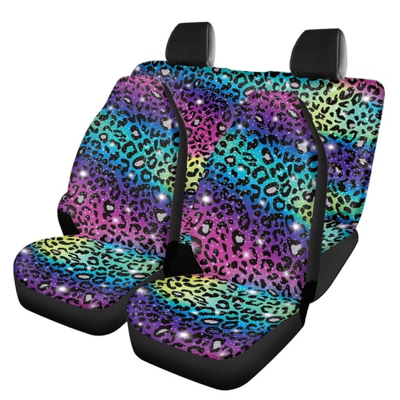 Pzuqiu Leopard Print Car Seat Covers Non Slip, Suitable for Car Seats Van Seats Vehicle Seats, Car Seat Covers Full Set for Truck Trucks