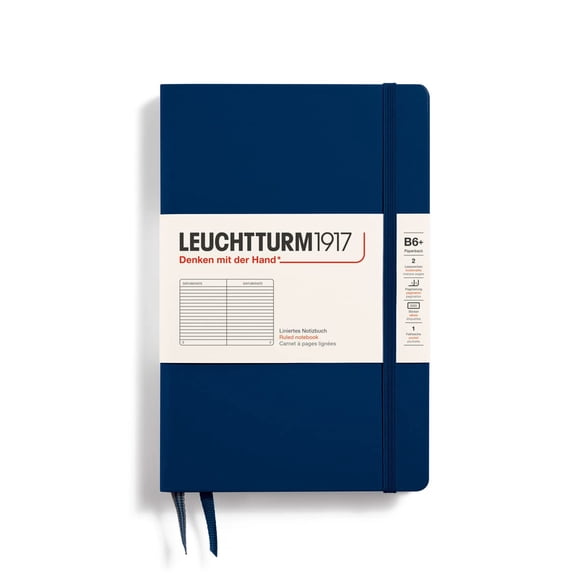 Leuchtturm1917 - Cuaderno de tapa dura B6 - 219 páginas numeradas para escribir y llevar un diario (rayas azul marino)