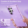 thumbnail image 3 of SaniMore for Samsung Galaxy S23 Ultra Case, Full Camera Lens Protection Women Cute Clear Glitter Bling Sparkly Cover Anti-yellow Transparent Shockproof Bumper for for Samsung Galaxy S23 Ultra, Purple, 3 of 7