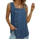 thumbnail image 1 of Camiseta sin mangas para mujer, cuello cuadrado, holgada, plisada con botón para verano para salir, 1 of 6