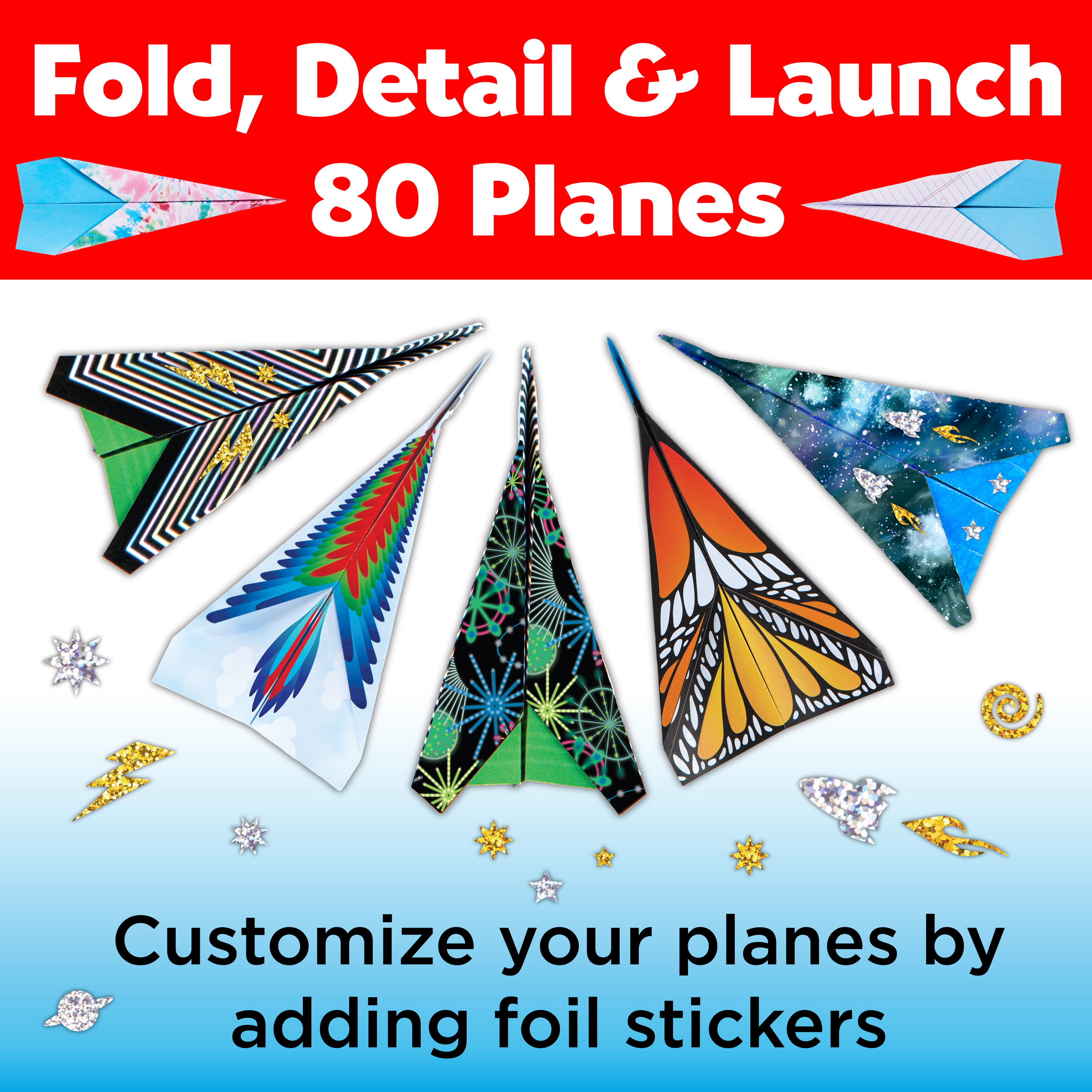 Creativity for Kids Fold & Launch Paper Airplane- Child Craft Kit for Boys  and Girls 