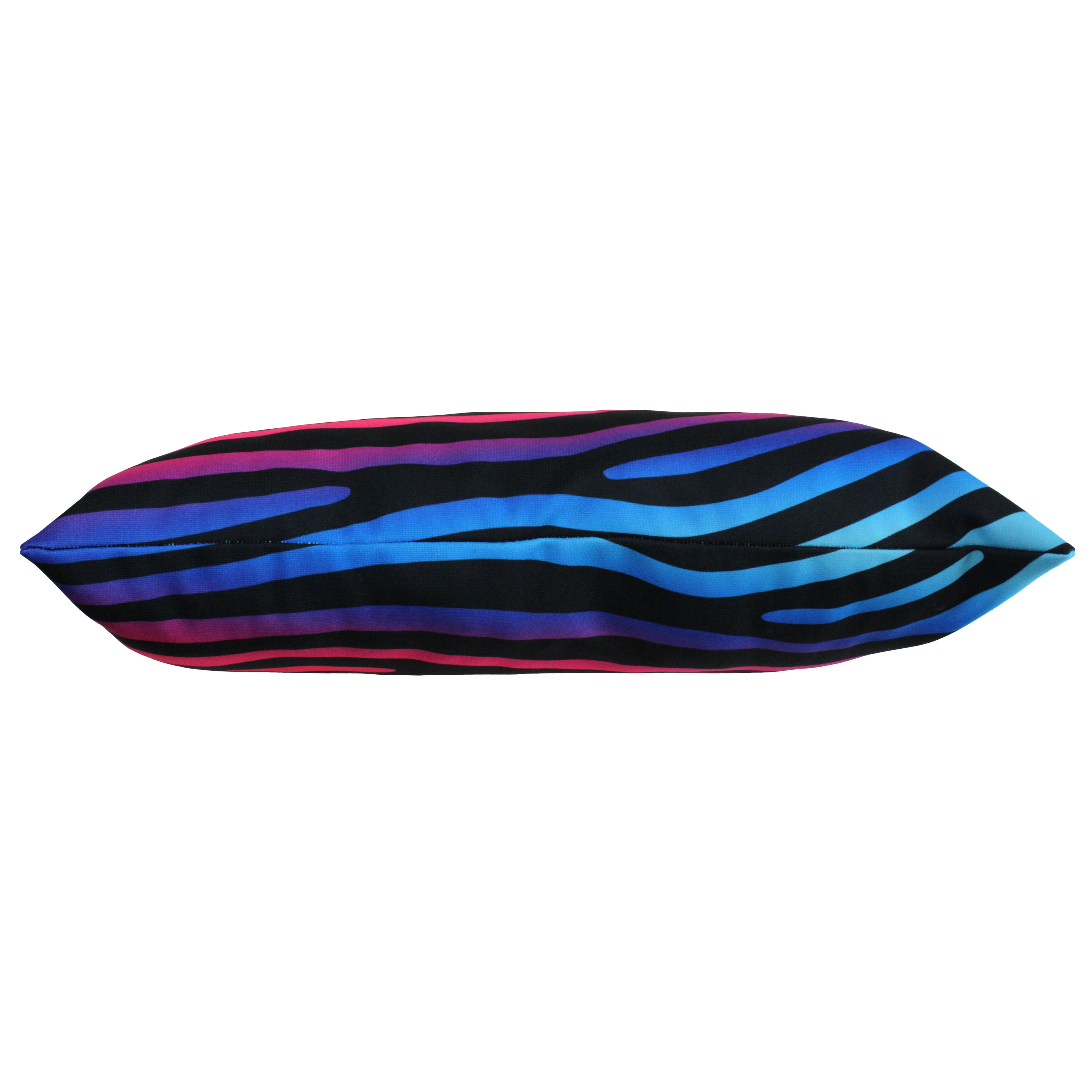Everything Comfy Zebra Print Decorative Pillow, 16x6 Inch, Rainbow Gradient/Black,