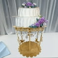 thumbnail image 2 of Efavormart Gold Metal Carousel Cake Stand, 14" Round Pedestal with Hanging Acrylic Beads - Cupcake and Dessert Display Holder, 2 of 3