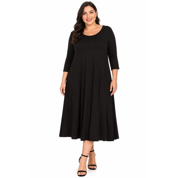 MOA COLLECTION Women's Plus Size Women's Jersey Knit A-Line Dress