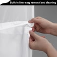 thumbnail image 3 of White Linen Shower Curtain No Hook with Snap-in Fabric Liner Hotel Shower Curtain with See Through Top Window Hookless 72" W x 75" L, 3 of 5