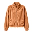 thumbnail image 6 of BXJX Girls Fleece Jackets, Long Sleeve Stand Collar Zip‑Up Casual Outerwear with Pockets Khaki Size 12-13 T, 6 of 9