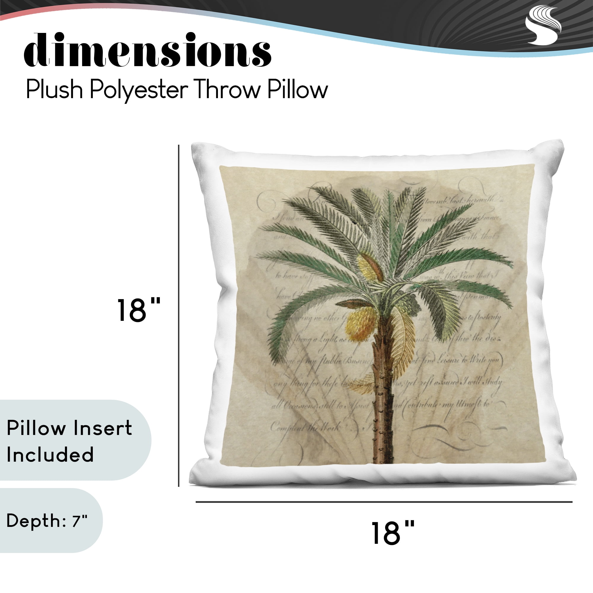Stupell Industries Vintage Subdued Palm Decorative Printed Throw Pillow, design by Steve Hunziker