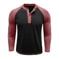 thumbnail image 4 of DDAPJ pyju Men's Long Sleeve Henley Shirts Knitting Cotton Button T-Shirts Fashion Casual Basic Tops Red S, 4 of 7