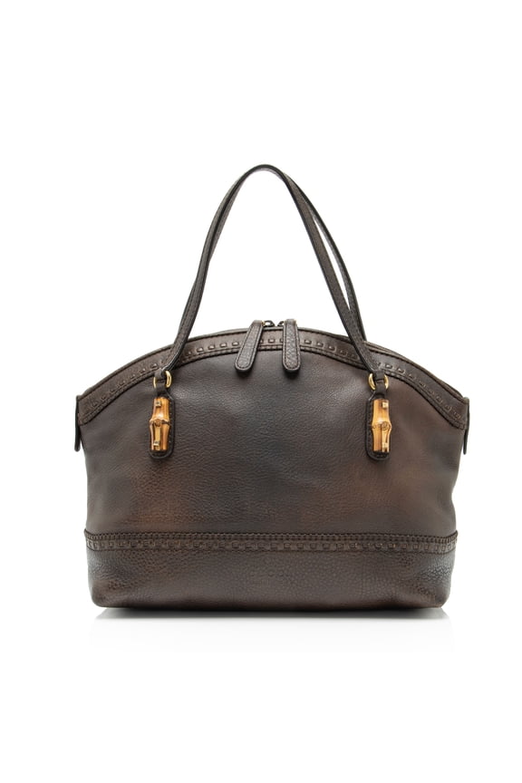 Pre-Owned Gucci Calfskin Bamboo Laidback Crafty Dome Satchel