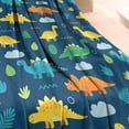 thumbnail image 3 of DarkBlue Cartoon Dinosaurs Leaves Clouds Pattern Blanket,Comfortable Soft Flannel Throw Blanket,All Season,Warm Lightweight Blankets for Sofa Bed Couch Living Room Chair,60"x80", 3 of 4