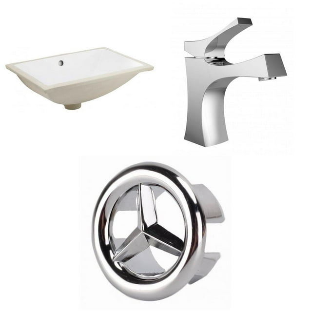American Imaginations 20,75 pouces Ensemble d'évier W Rectangle Undermount en blanc - Quincaillerie chromée AI-26643