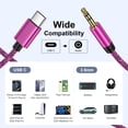 thumbnail image 2 of 3 Pack USB C to 3.5mm Audio Aux Jack Cable, Type C to 3.5mm Headphone Car Stereo Cord Aux to USB C 3.3FT Audio Cable Compatible with iPhone 15 Pro Max 15 Plus, Samsung Galaxy S24 S23, Multicolor, 2 of 7