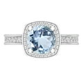thumbnail image 2 of Dazzlingrock Collection 8mm Round Aquamarine & White Diamond with Princess Halo Style Engagement Ring for Women (0.75 ctw, Color I-J, Clarity I2-I3) in 925 Sterling Silver, Size 8.5, 2 of 4