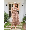 thumbnail image 4 of Vestido largo GRACE KARIN sin mangas para verano, color café, estampado floral S, 4 of 7
