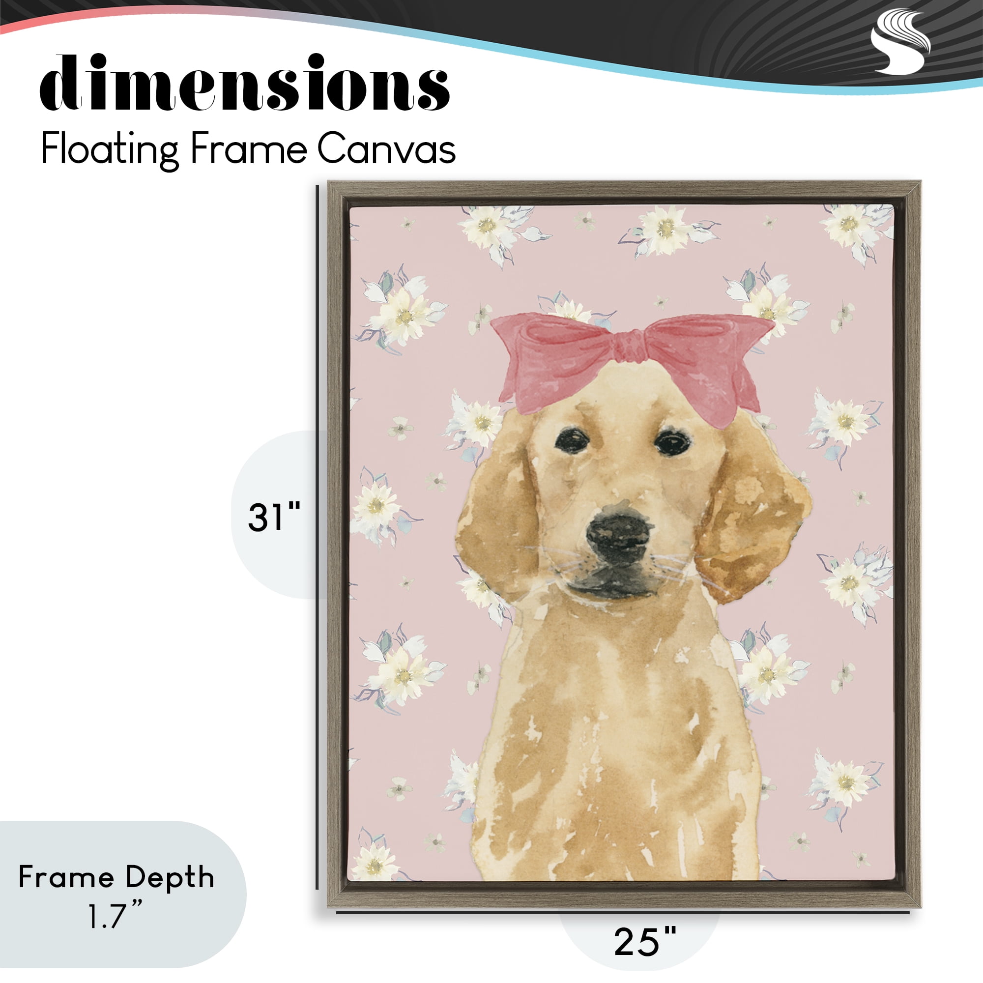 Stupell Industries Picture Ready Retriever Brown Framed Floater Canvas Wall Art, design by Lucille Price