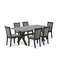 thumbnail image 2 of East West Furniture 7 Piece Kitchen Dining Table Set - Cement Top Modern Kitchen Table with Trestle Base and 6 Dark Gotham Grey Linen Fabric Dining Room Chairs - Wire Brushed Black Finish, 2 of 7