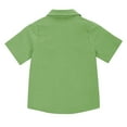 thumbnail image 5 of QQAMB Boys Girls Shirts Cotton Linen Button Down Lapel Summer Trendy Comfy Solid Color Short Sleeve Blouse Shirts with Pocket,Green,11 Years, 5 of 7