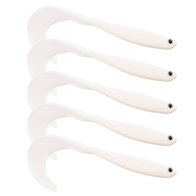 Graflsoa Lot de 5 Leurres de Pêche Réalistes en TPE Souple pour Bar, Truite et Crappie – Options Blanc, Vert, Rouge Blanc – Durable, Queue Flexible, Design Il de Poisson 3D