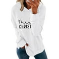 thumbnail image 5 of Ounisa Christmas Women's Pullover Sweatshirt Drawstring The Season Christmas Letter Printed Hoodie Long Sleeve Tops with Pocket, 5 of 6