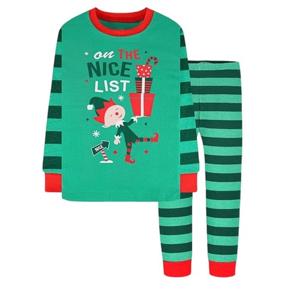 MEZZALL Christmas Kids Pajamas Sets For Girls Boys Festive Holiday Family Matching Sleepwear Night Soft Cozy Flannel Nightwear Crew Neck Long Sleeve Tops And Pants Fashionable Homewear