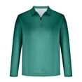 thumbnail image 4 of Fabrcox Stripes Mens Long Sleeve Green Polo Shirts Quarter Zip Collared Basic Casual Trendy Pullover Polo Shirts,Green L, 4 of 7