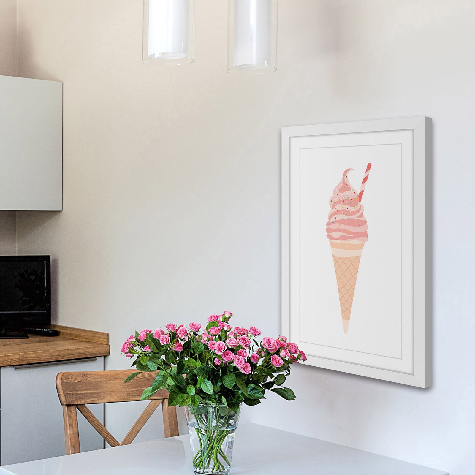 "Pink Cone" Framed Painting Print