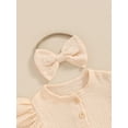 thumbnail image 5 of Bagilaanoe Newborn Baby Girl Summer Rompers Fly Sleeve Bodysuits + Headband 3M 6M 12M 18M Infant One Piece Jumpsuit, 5 of 7