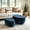 Blue, variant on 2 Piece Blue Chenille Nesting Storage Ottoman Set with Hidden Storage Oval Coffee Table Footstool Solid Wood Frame