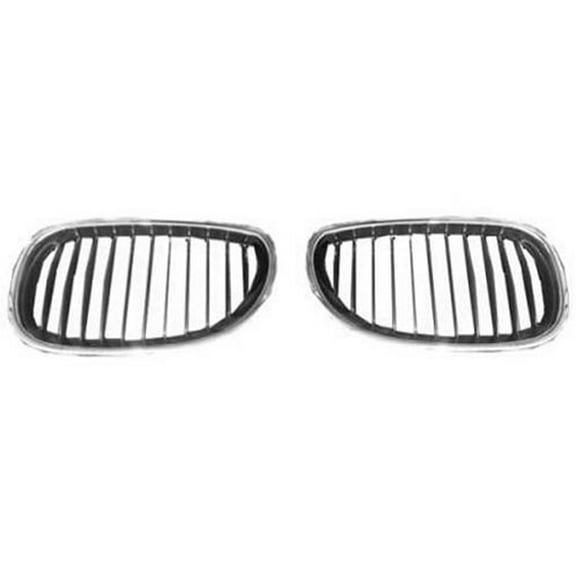 New Aftermarket  Premium Fit Black / Chrome Passenger Side Grille 51137065702 fits 2004-2005 BMW 545i Base Sedan 4-Door